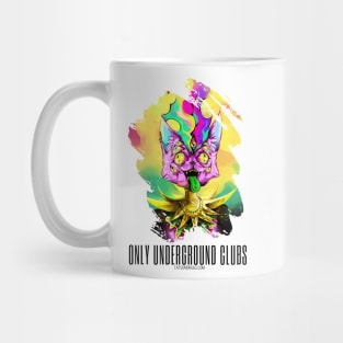 Techno cat - Only underground clubs - Catsondrugs.com - rave, edm, festival, techno, trippy, music, 90s rave, psychedelic, party, trance, rave music, rave krispies, rave flyer Mug